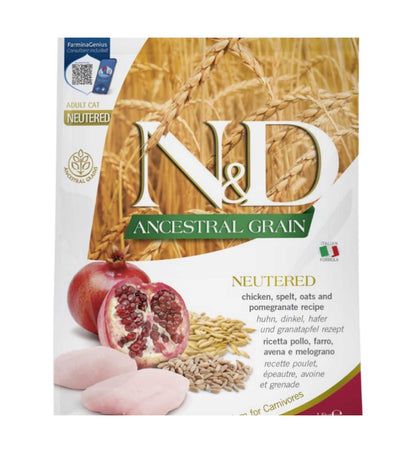 FARMINA N&D ANCESTRAL GATTO NEUTERED LOW GRAIN ADULT POLLO E MELOGRANO