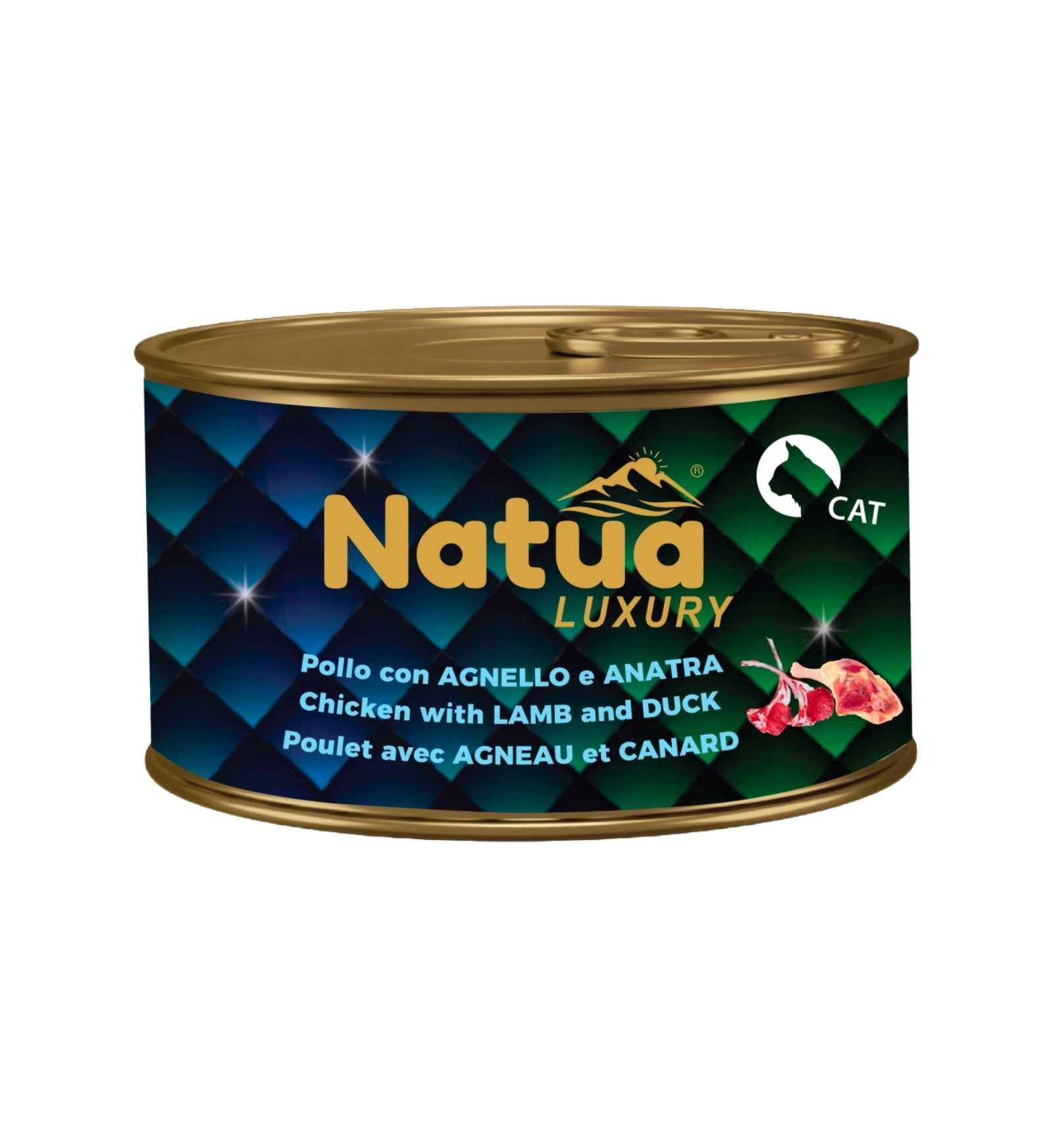 NATUA LUXURY GATTO JELLY POLLO CON AGNELLO E ANATRA DA 85 GR IN LATTINA