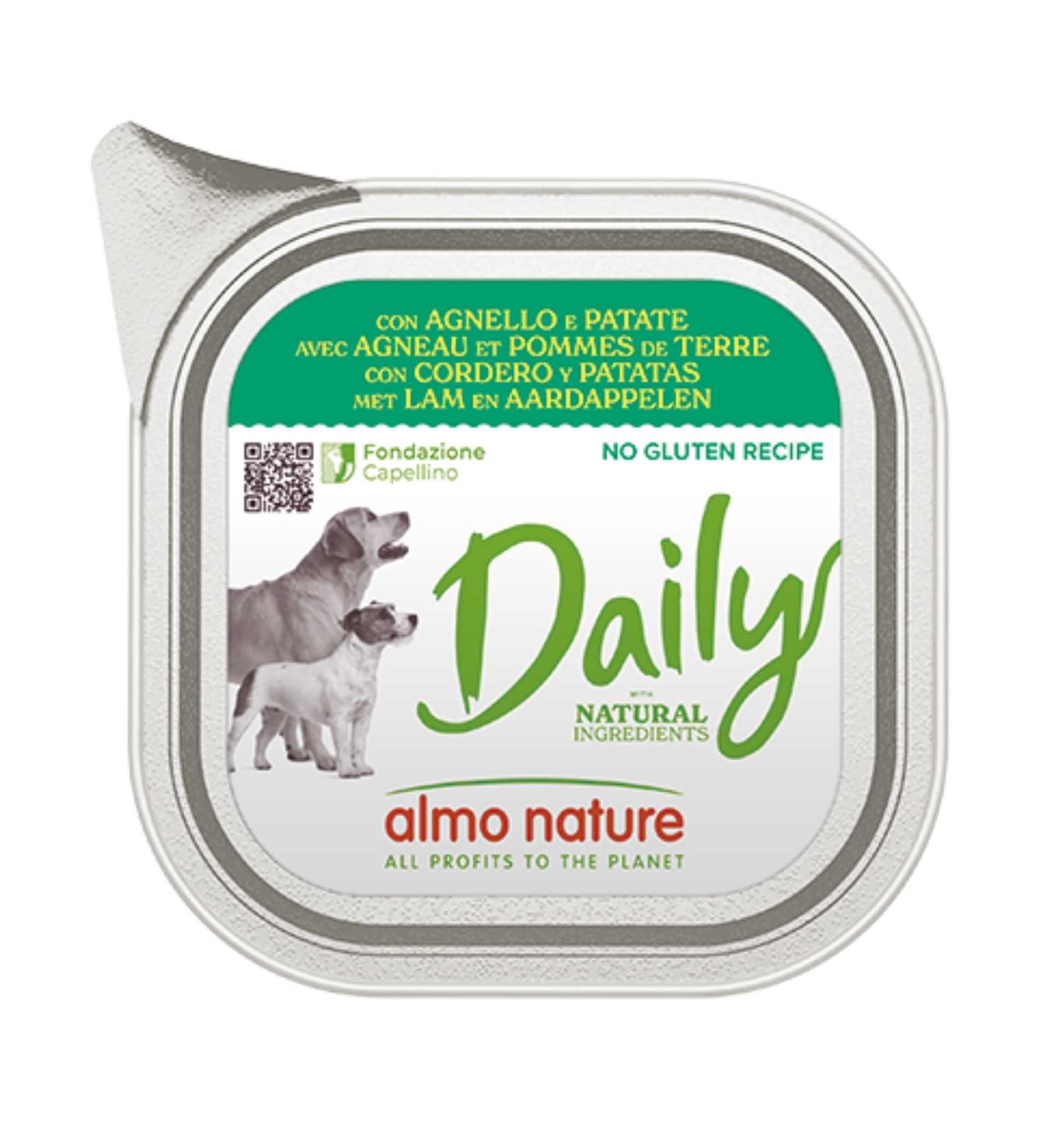 ALMO NATURE CANE DAILYMENU CON AGNELLO E PATATE DA 100 GR IN VASCHETTA