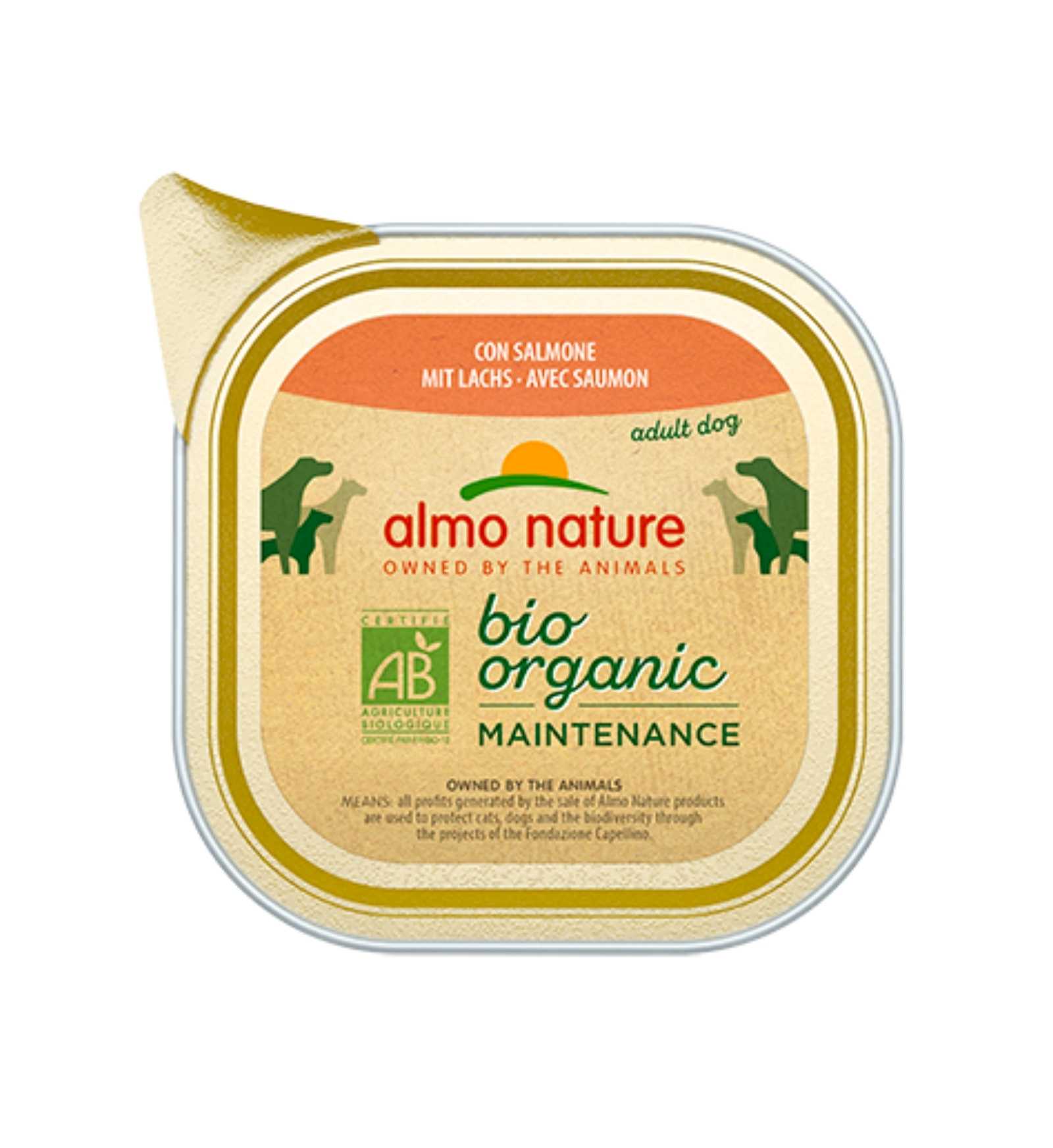ALMO NATURE CANE DAILYMENU BIO CON SALMONE DA 100 GR IN VASCHETTA