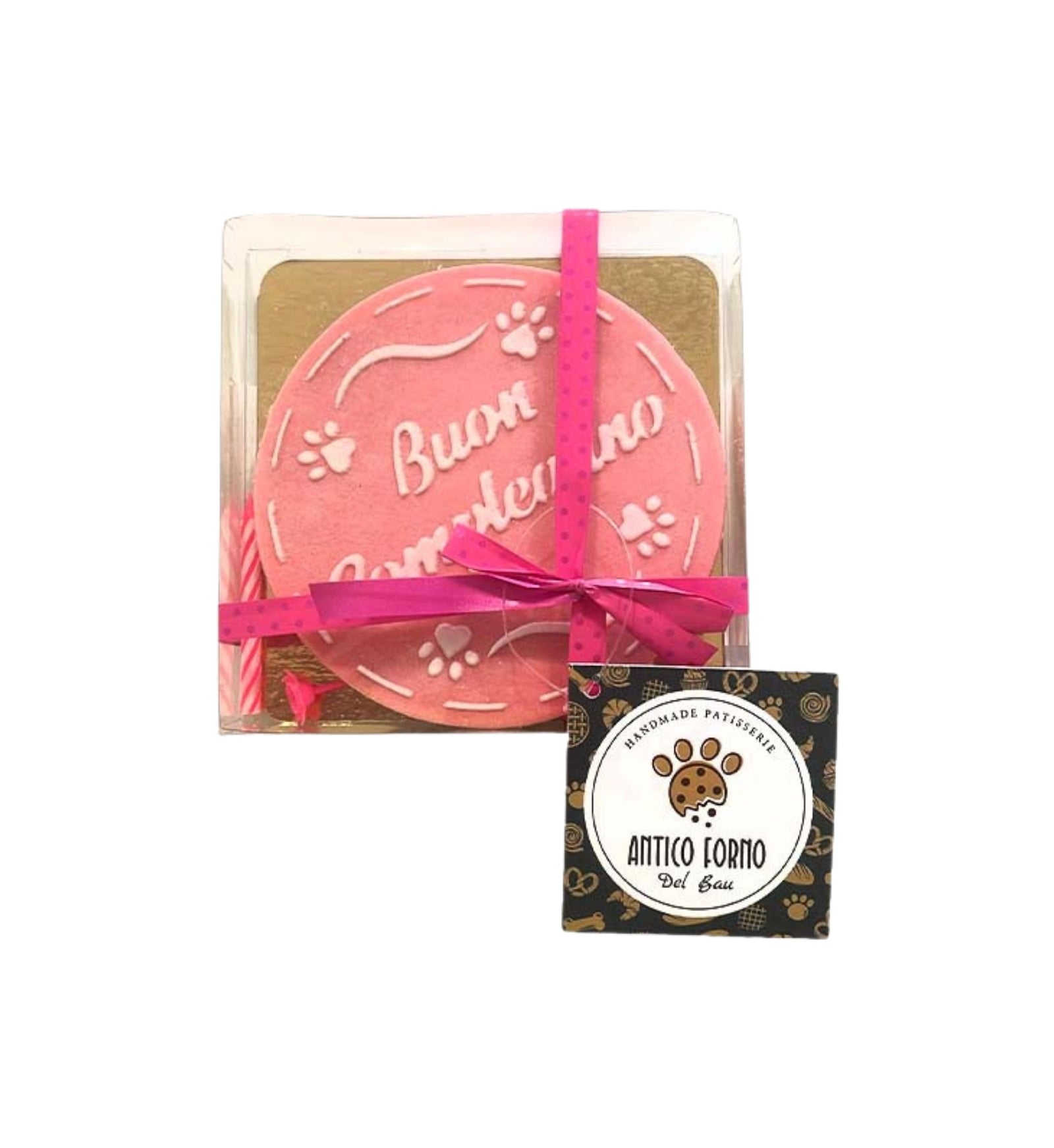 DEL BAU CANE SNACK TORTA BUON COMPLEANNO ROSA