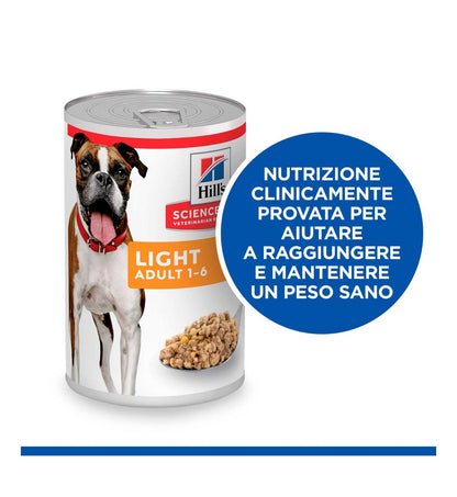 HILL'S SCIENCE PLAN CANE ADULT LIGHT AL POLLO DA 370G IN LATTINA