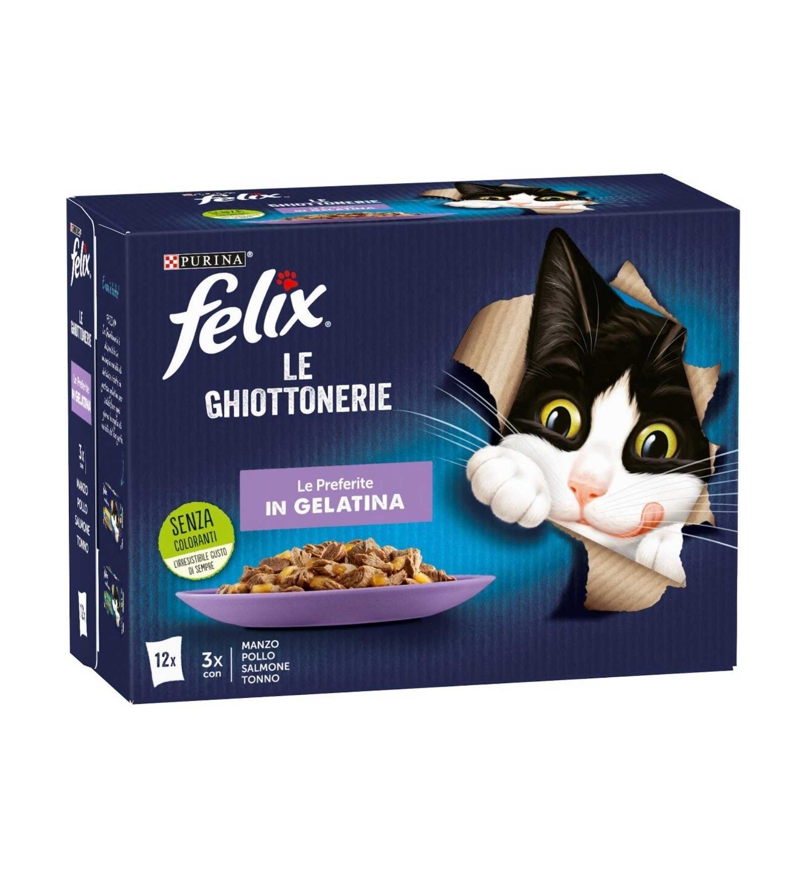 Agail PURINA FELIX AGAIL GATTO GHIOTTONERIE PREFERITE 12 BUSTE DA 85 GR ...
