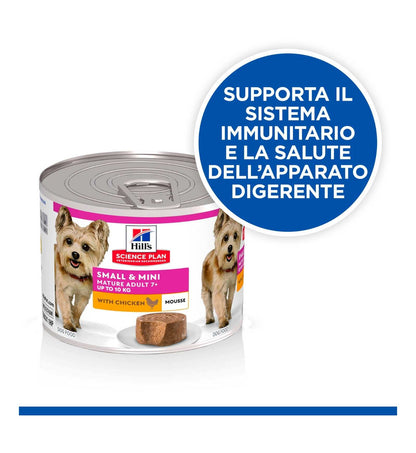HILL'S SCIENCE PLAN CANE MATURE SMALL & MINI MOUSSE AL POLLO DA 200 GR IN LATTINA