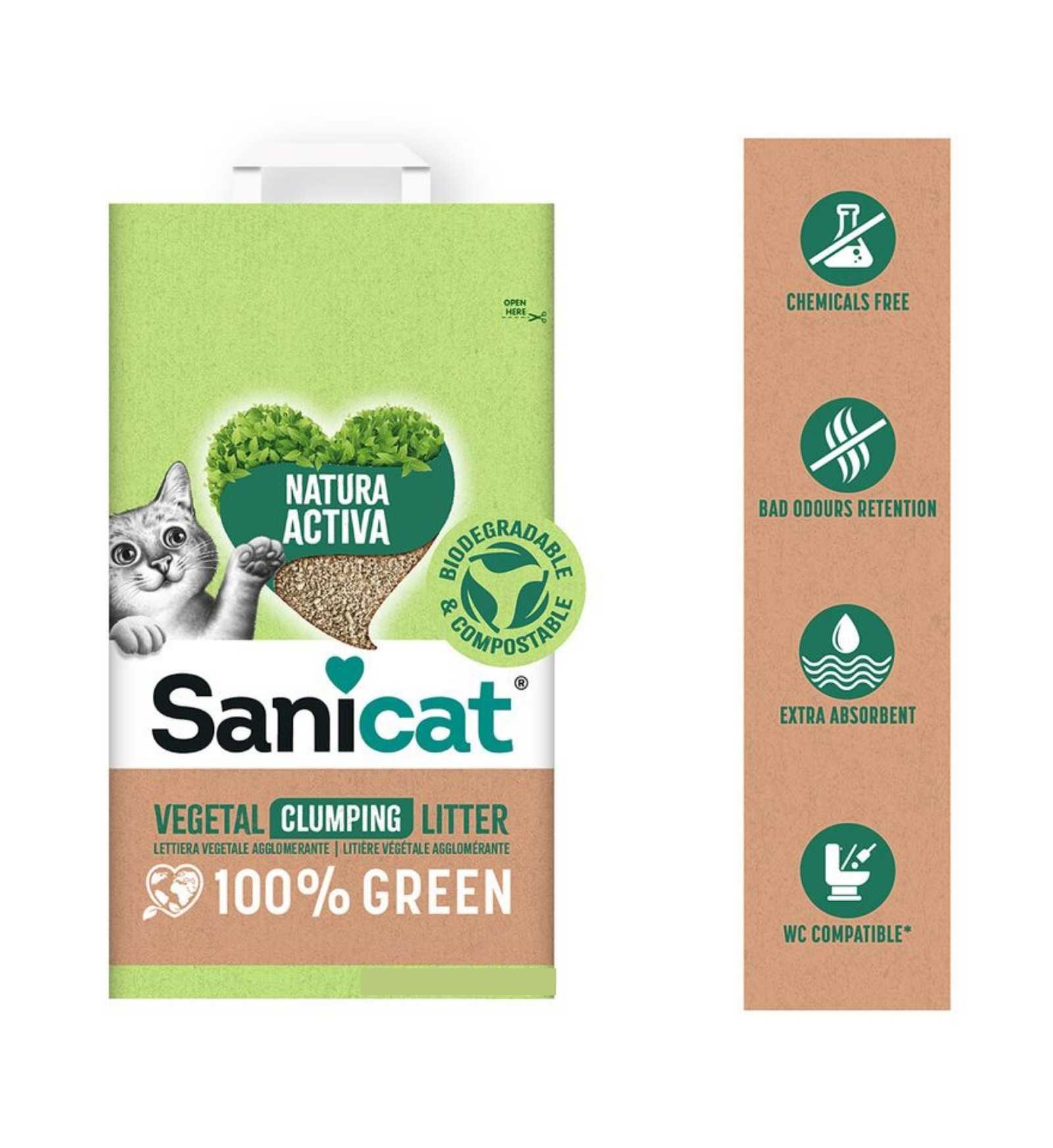 SANICAT LETTIERA NATURA ACTIVA GREEN DA 5 KG