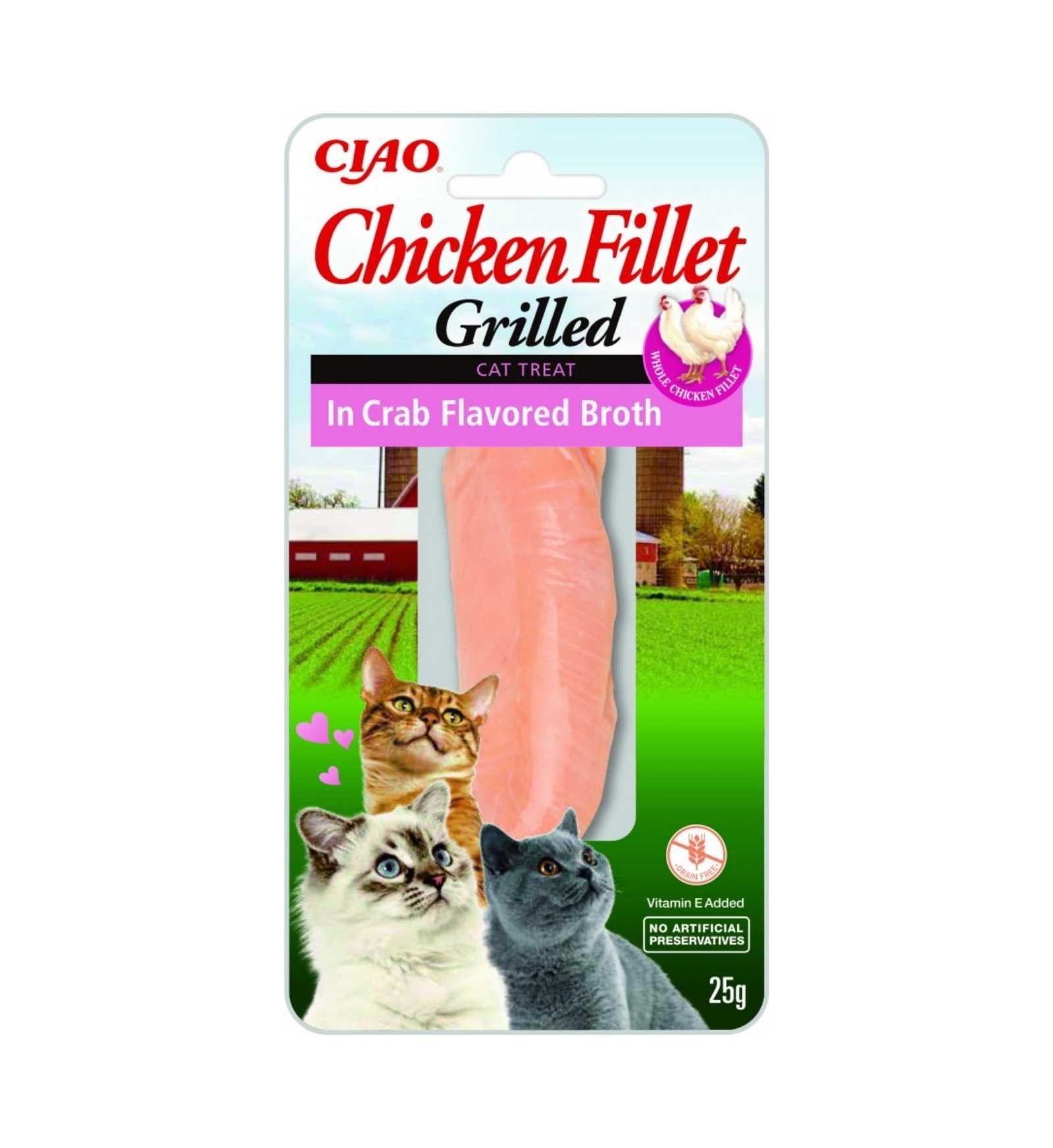 CIAO GRILLED GATTO SNACK TREATS POLLO IN BRODO AROMATIZZATO AL GRANCHIO DA 25 GR