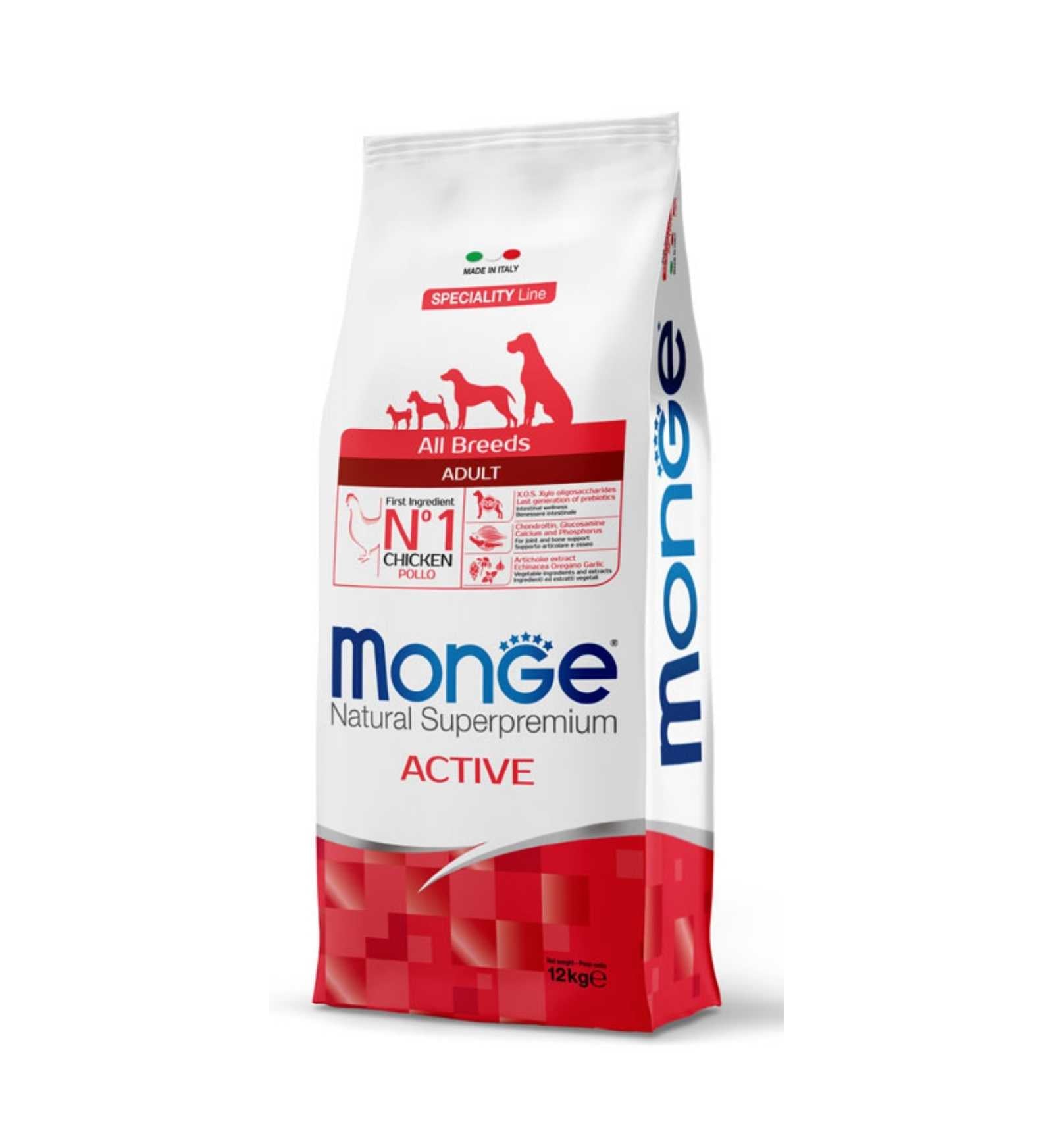 MONGE SUPERPREMIUM CANE ADULT ALL BREEDS ACTIVE POLLO DA 12 KG