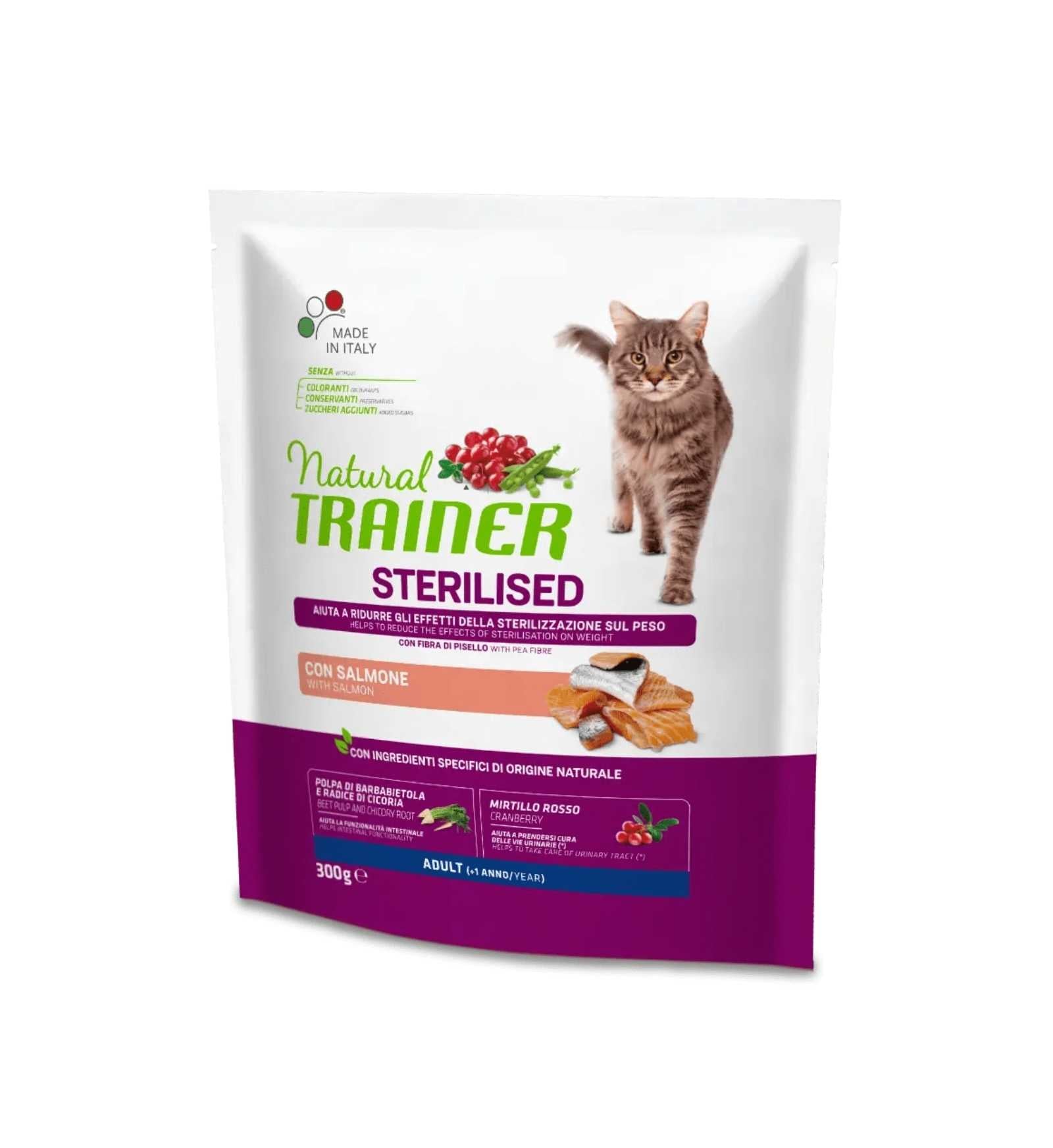TRAINER GATTO NATURAL ADULT STERILIZZATO CON SALMONE E FIBRA DI PISELLO