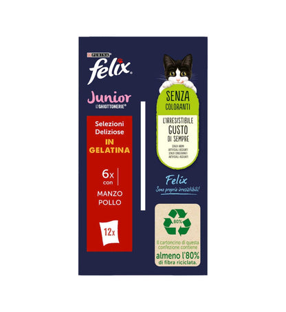 PURINA FELIX AGAIL GATTO GHIOTTONERIE JUNIOR 12 BUSTE DA 85 GR