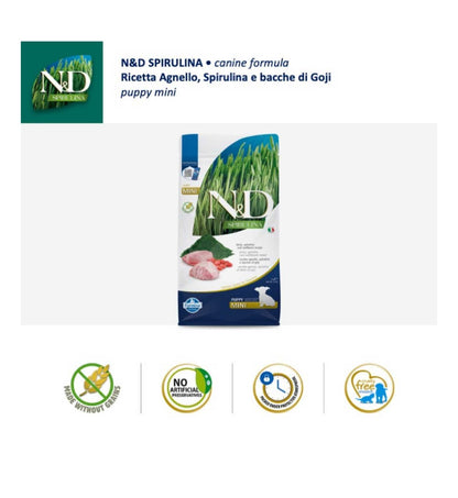 FARMINA N&D DELICIOUS GRAIN FREE CANE PUPPY MINI SPIRULINA AGNELLO DA 2 KG