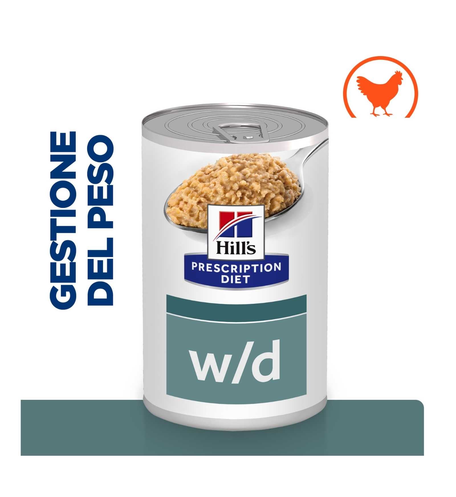 HILL'S PRESCRIPTION DIET CANE W/D AL POLLO DA 370 GR IN LATTINA