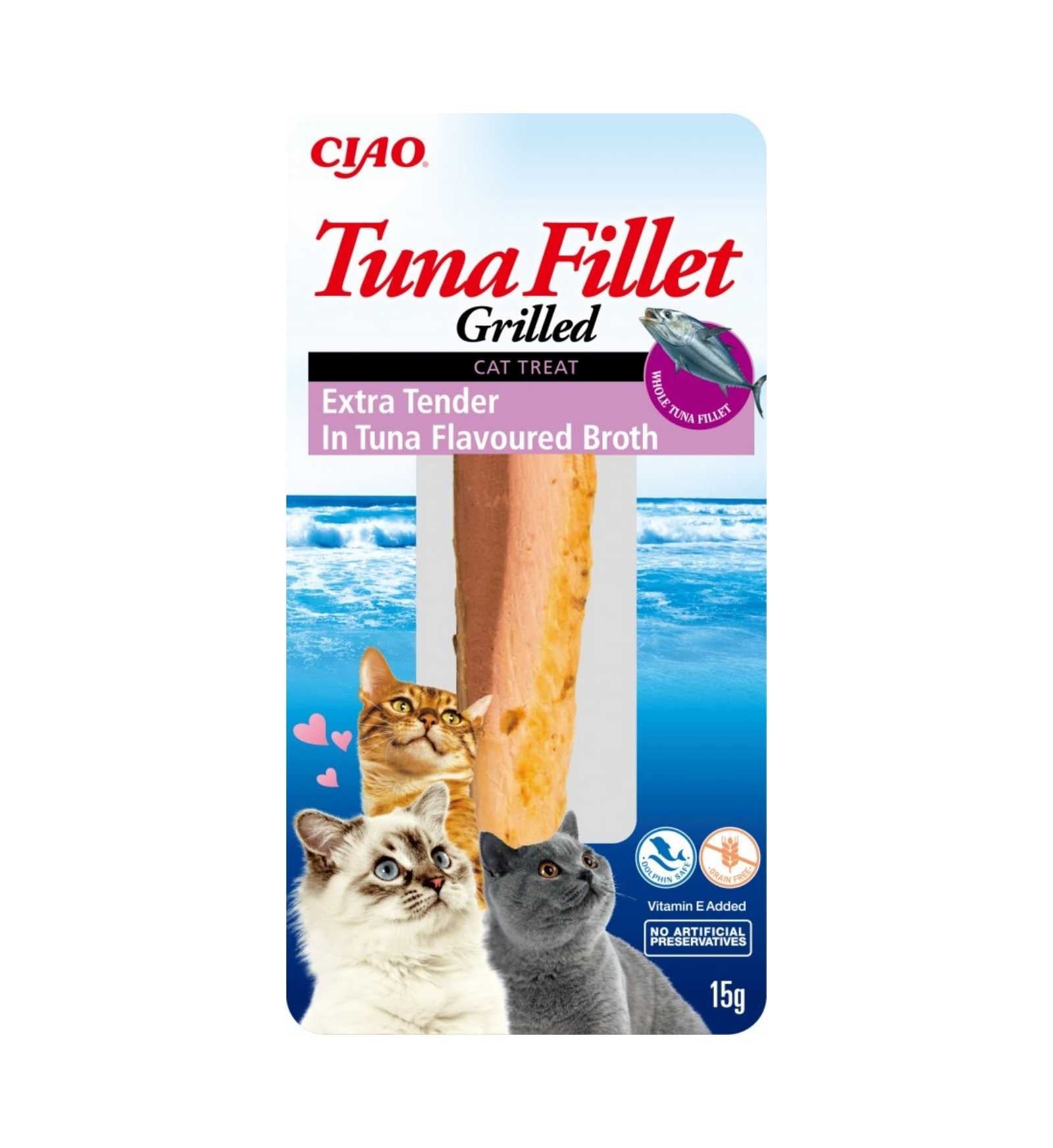 CIAO GRILLED GATTO SNACK TREATS FILETTO DI POLLO EXTRA TENERO IN BRODO AROMATIZZATO AL GRANCHIO DA 25 GR