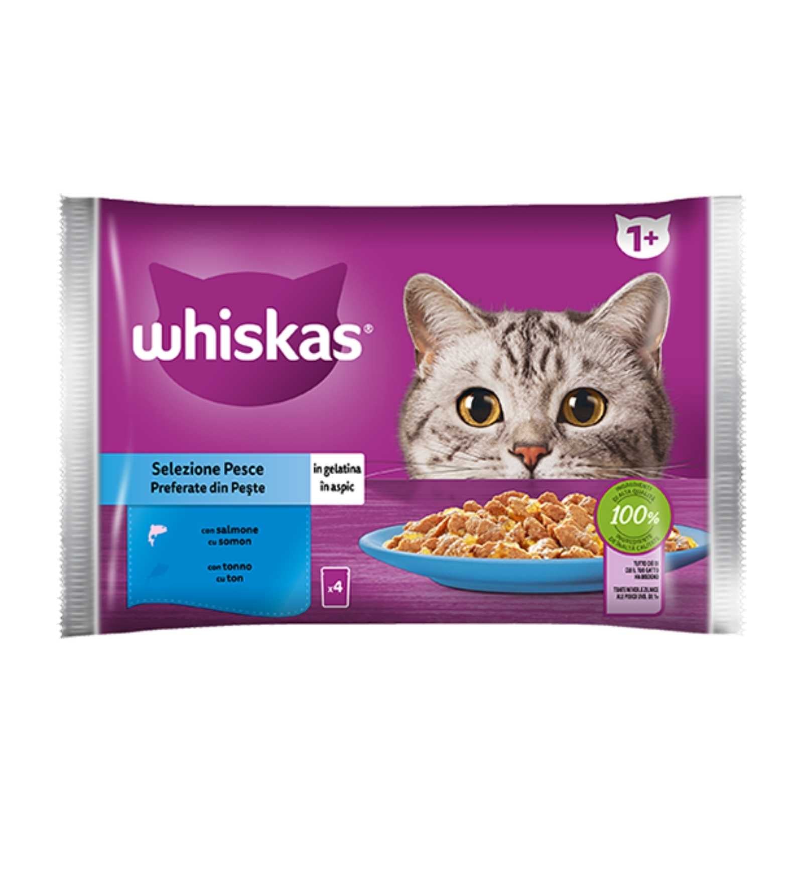 WHISKAS GATTO TENERE DELICATEZZE IN GELATINA BOCCONCINI DI PESCE 4 BUSTE DA 85 GR