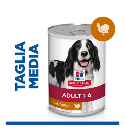 HILL'S SCIENCE PLAN CANE ADULT MEDIUM AL TACCHINO DA 370 GR IN LATTINA