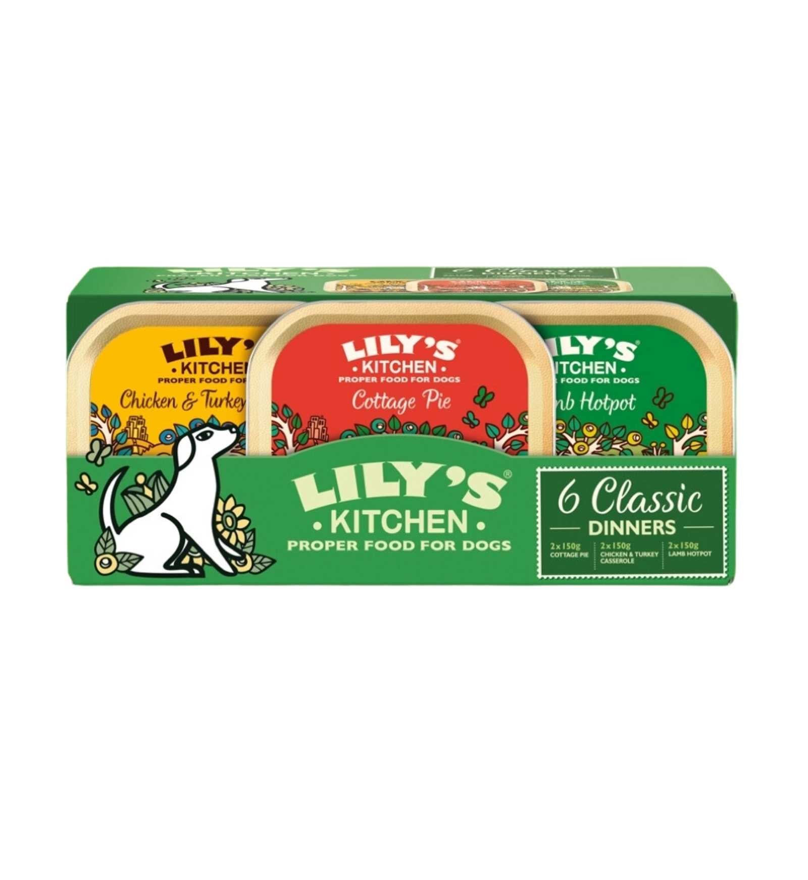 LILY'S KITCHEN CANE ADULT CLASSIC DINNERS MULTIPACK DA 150 GR X 6 PEZZI IN VASCHETTA