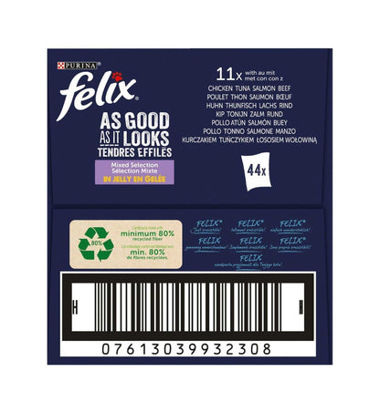 PURINA FELIX GATTO SELEZIONE MISTA  POLLO TONNO SALMONE MANZO 44 BUSTE DA 85 GR
