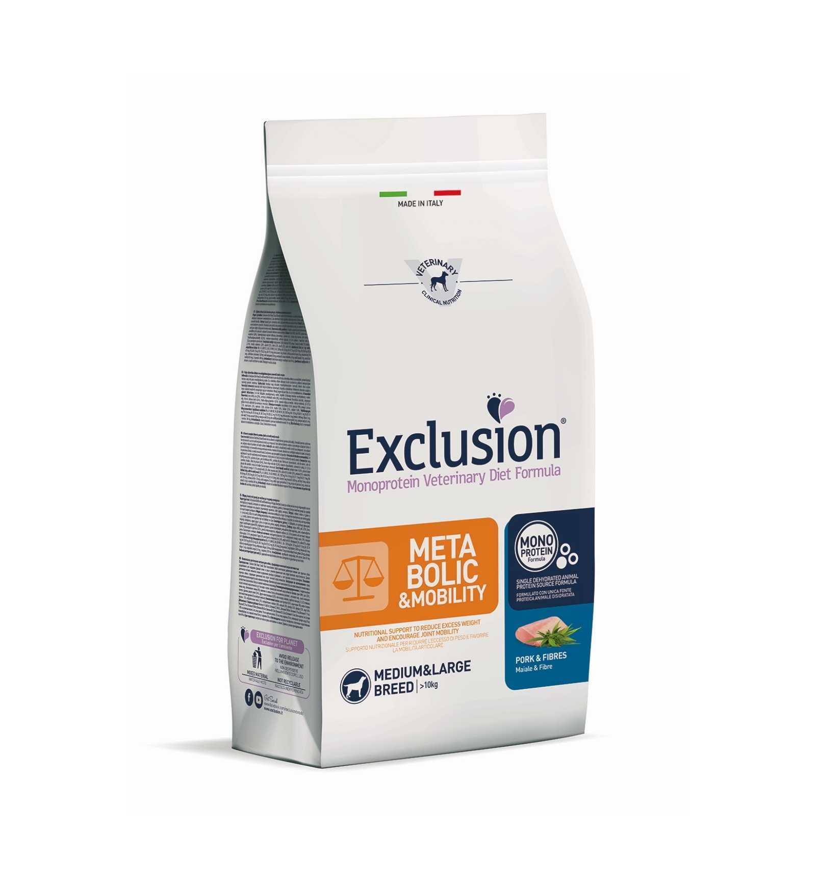 EXCLUSION CANE DIET ADULT MEDIUM LARGE BREED METABOLIC & MOBILITIY DA 12 KG