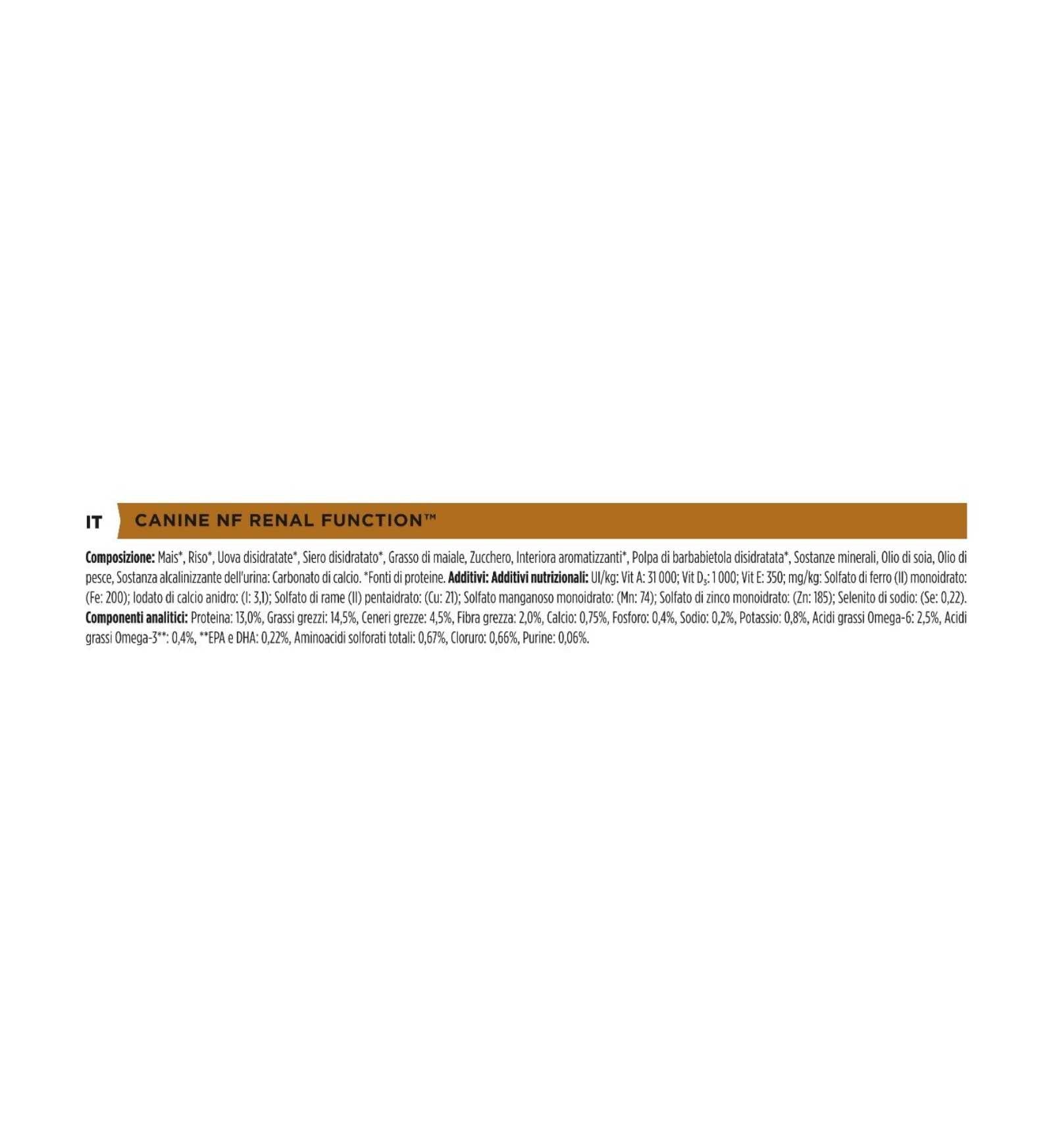 PURINA CANE  VETERINARY DIET NF RENAL FUNCTION