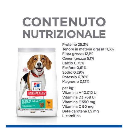 HILL'S SCIENCE PLAN CANE ADULT MEDIUM PERFECT WEIGHT AL POLLO