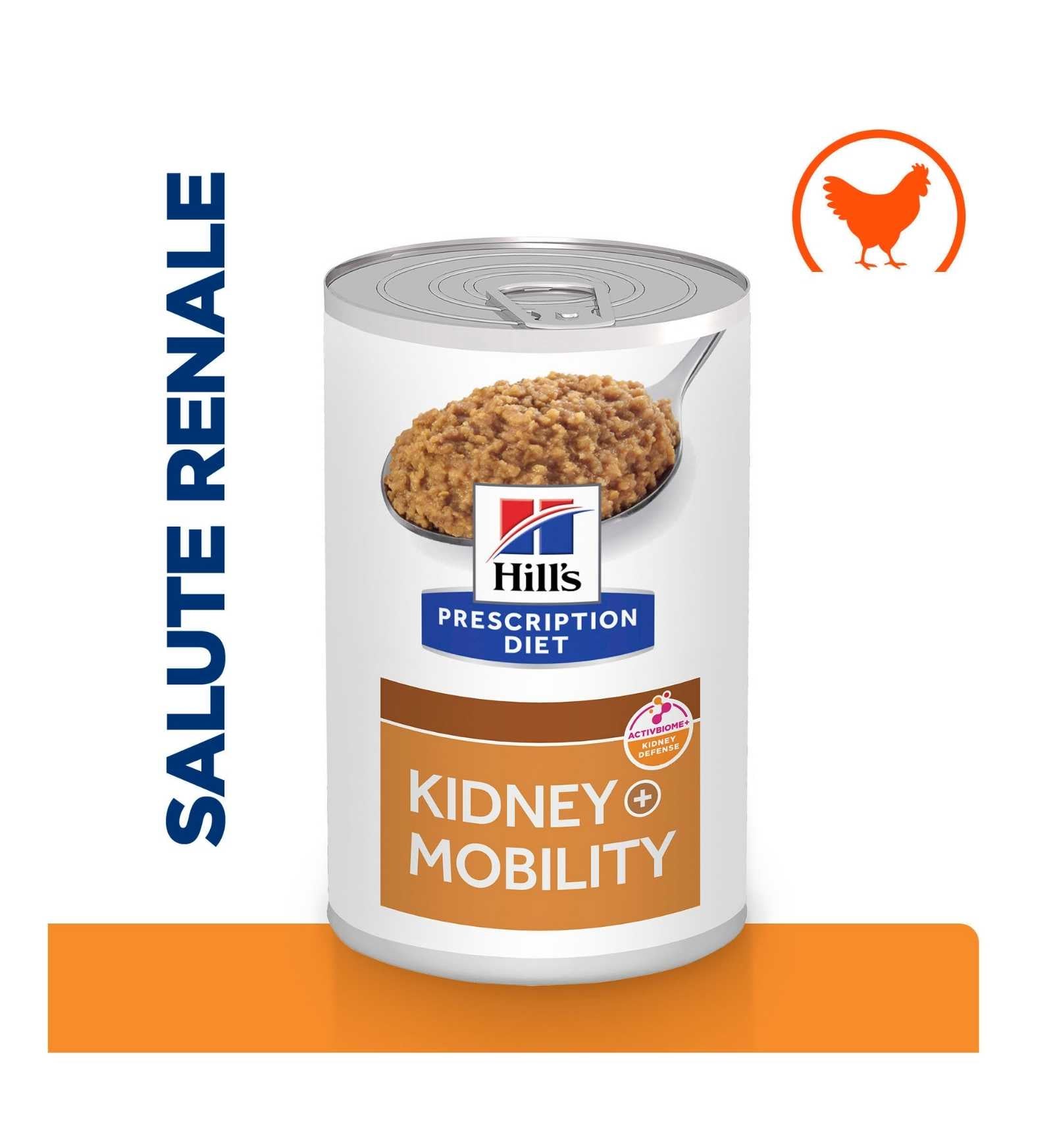 HILL'S  PRESCRIPTION DIET CANE  K/D + J/D KIDNEY + MOBILITY POLLO DA 370 G IN LATTINA