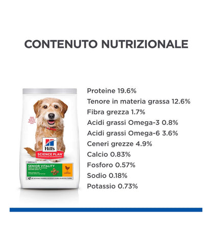 HILL'S SCIENCE PLAN CANE SENIOR VITALITY MATURE 7 + SMALL & MINI POLLO DA 1,5 KG