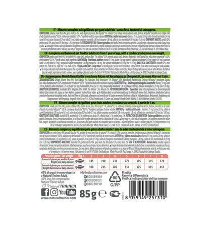TRAINER GATTO NATURAL ADULT IDEAL WEIGHT CON MERLUZZO BOCCONCINI IN SALSA DA 85 GR IN BUSTA