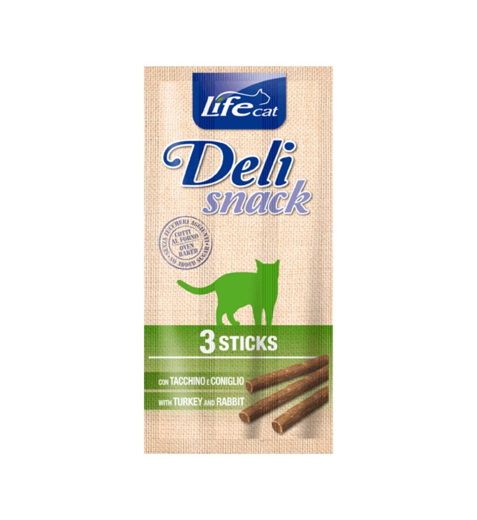LIFEPETCARE GATTO SNACK LIFE CAT DELI SNACK 3 STICKS AL TACCHINO E CONIGLIO 15 GR