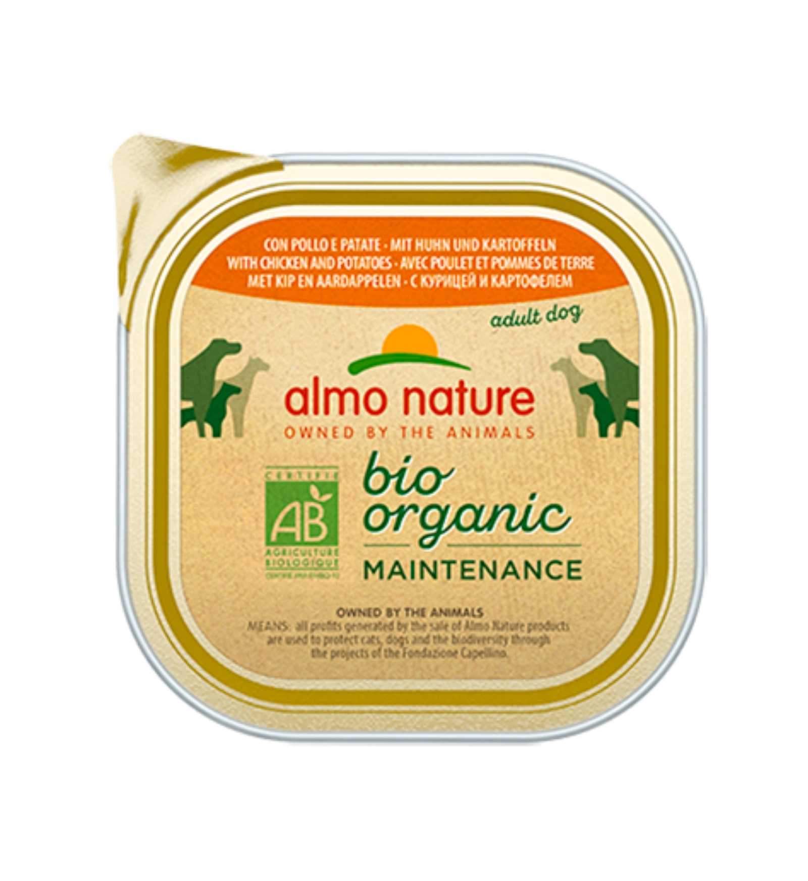 ALMO NATURE CANE DAILYMENU BIO CON POLLO E PATATE DA 300 GR IN VASCHETTA