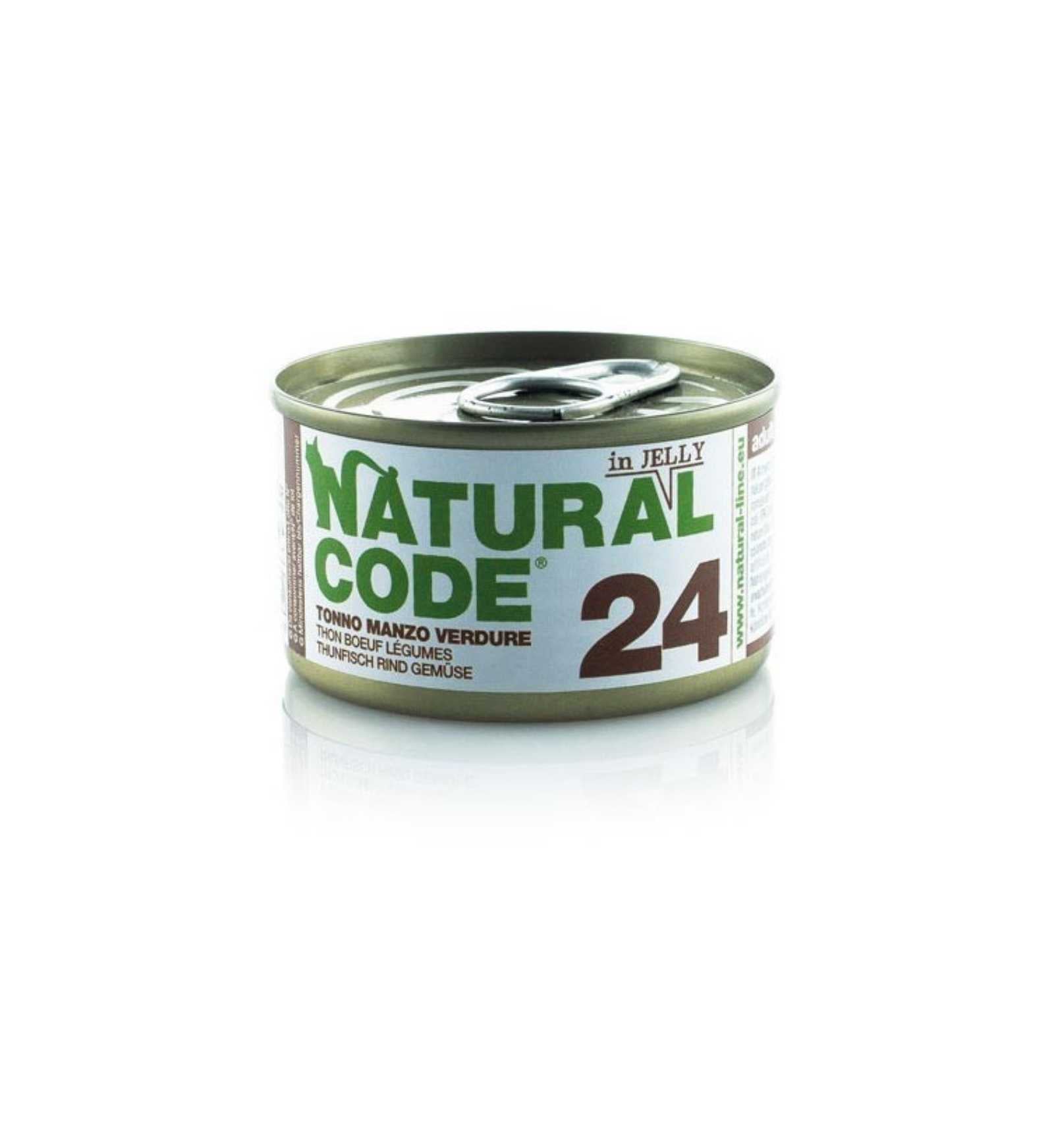 NATURAL CODE GATTO 24 TONNO MANZO E VERDURE IN GELATINA DA 85 GR IN LATTINA