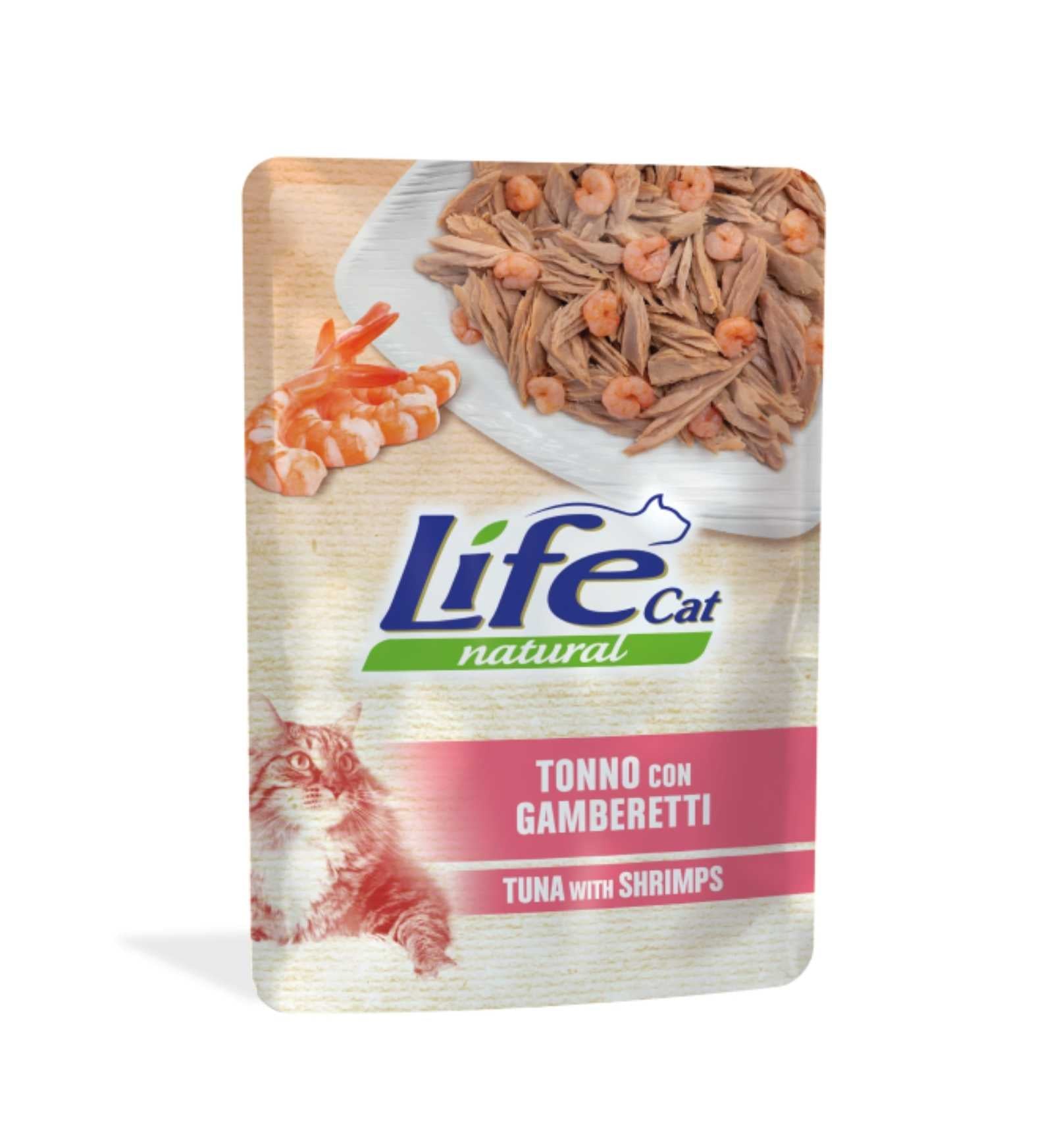 LIFEPETCARE GATTO LIFE CAT NATURAL TONNO E GAMBERETTI DA 70 GR IN BUSTA