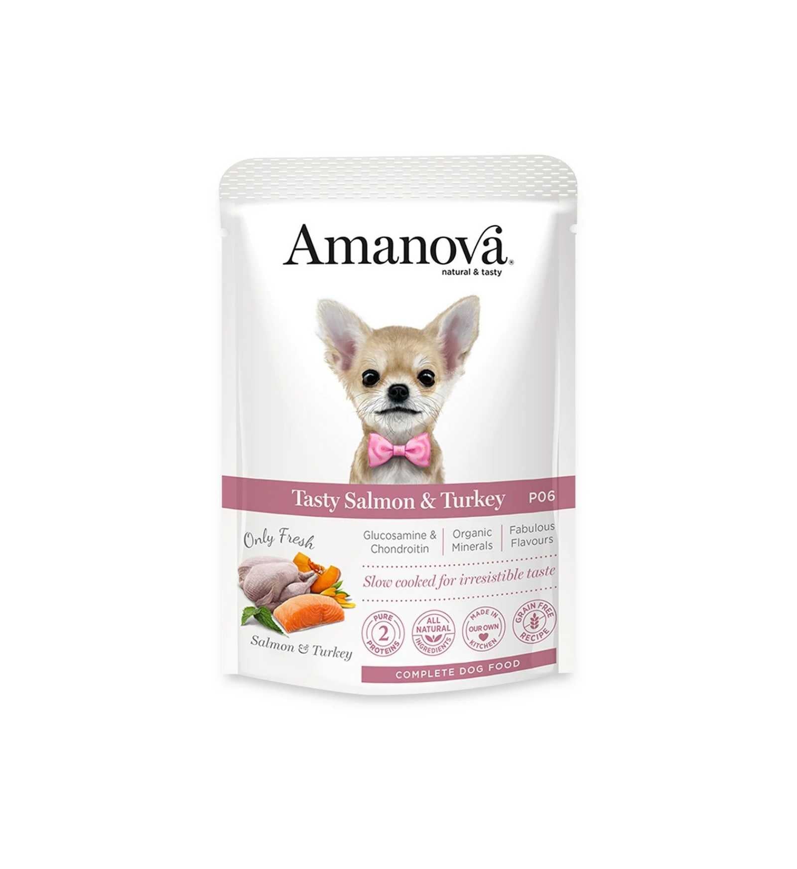 AMANOVA CANE ADULT TASTY SALMONE E TACCHINO P06 DA 100 G IN BUSTA