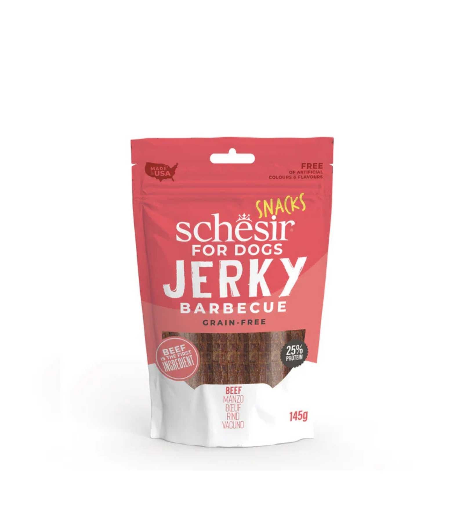 SCHESIR CANE SNACK JERKY BARBECUE AL MANZO DA 145 GR