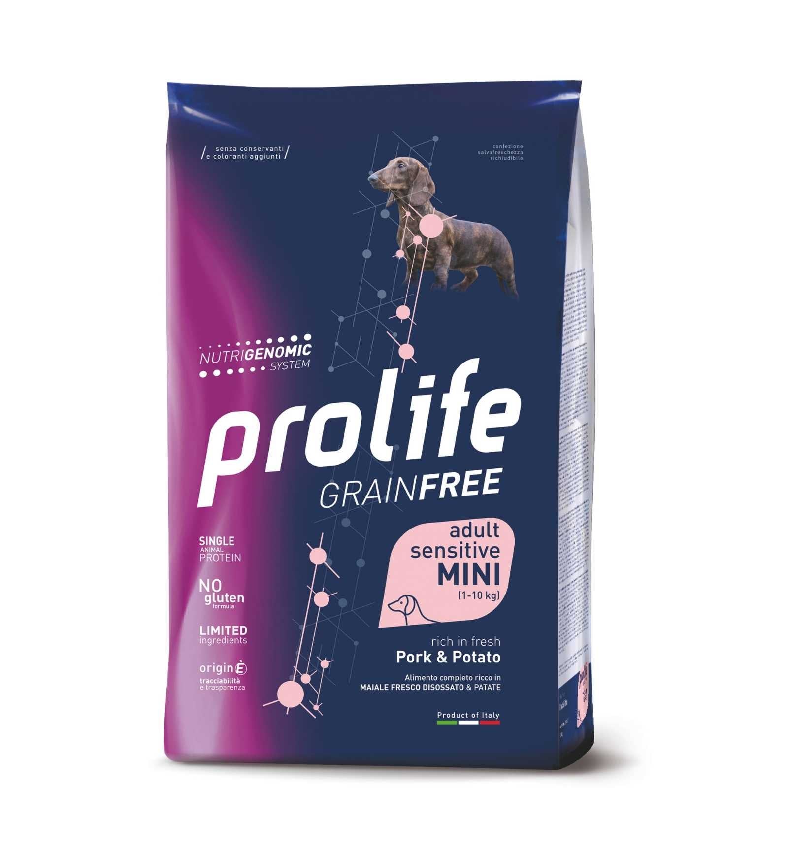 PROLIFE CANE ADULT MINI SENSITIVE GRAIN FREE AL MAIALE E PATATE DA 2KG