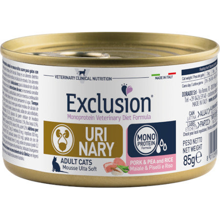 EXCLUSION GATTO DIET ADULT URINARY MAIALE PISELLI DA 85G IN LATTINA