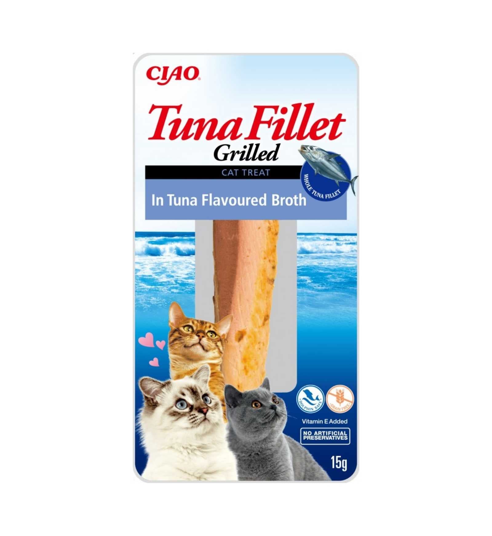 CIAO GRILLED GATTO SNACK TREATS TONNO IN BRODO AROMATIZZATO AL TONNO DA 15 GR