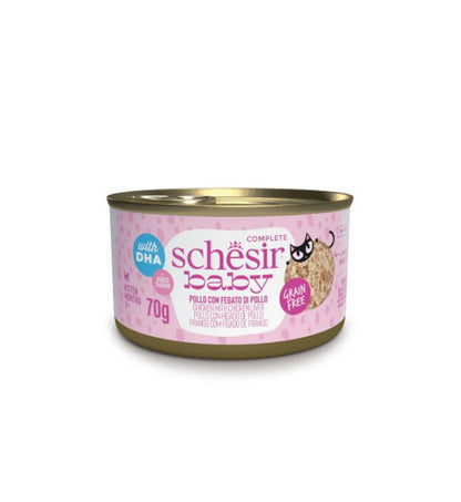 SCHESIR GATTO BABY FILETTI IN BRODO POLLO E FEGATO DA 70 GR IN LATTINA