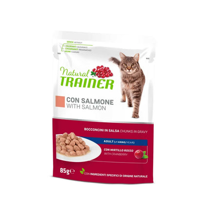 TRAINER GATTO NATURAL ADULT CON SALMONE BOCCONCINI IN SALSA 4 BUSTE DA 85 GR
