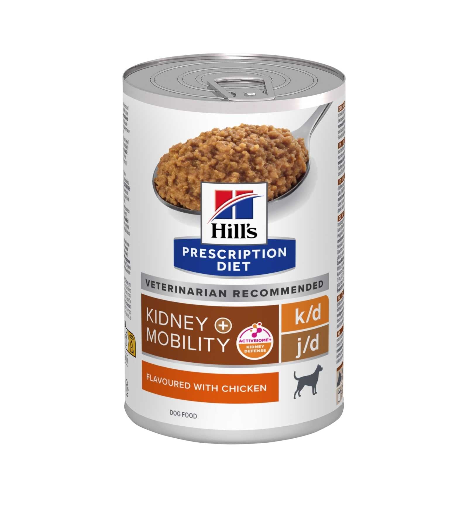 HILL'S  PRESCRIPTION DIET CANE  K/D + J/D KIDNEY + MOBILITY POLLO DA 370 G IN LATTINA
