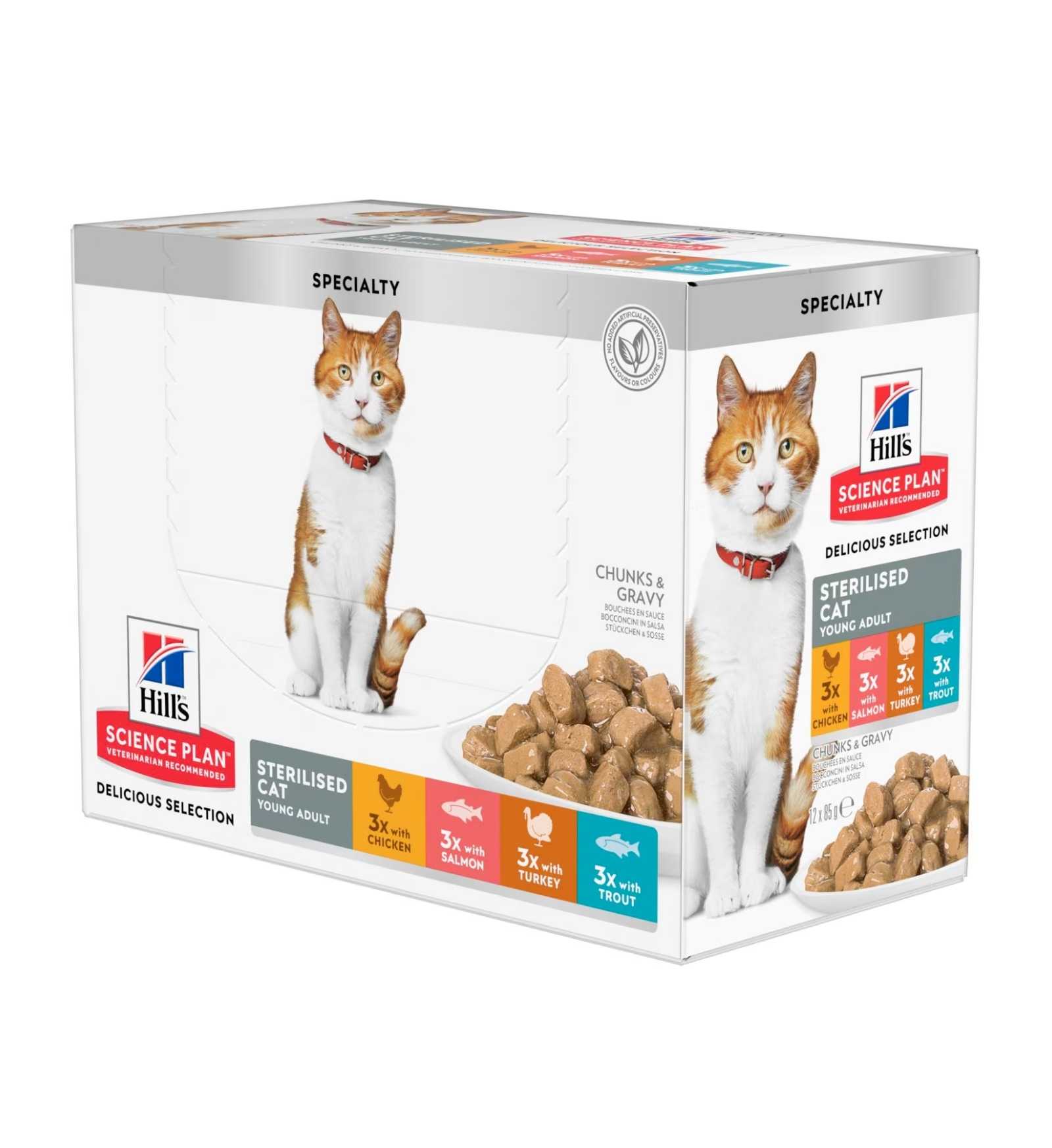 HILL'S SCIENCE PLAN GATTO ADULT STERILISED MULTIPACK 10+2 DA 85 GR IN BUSTA