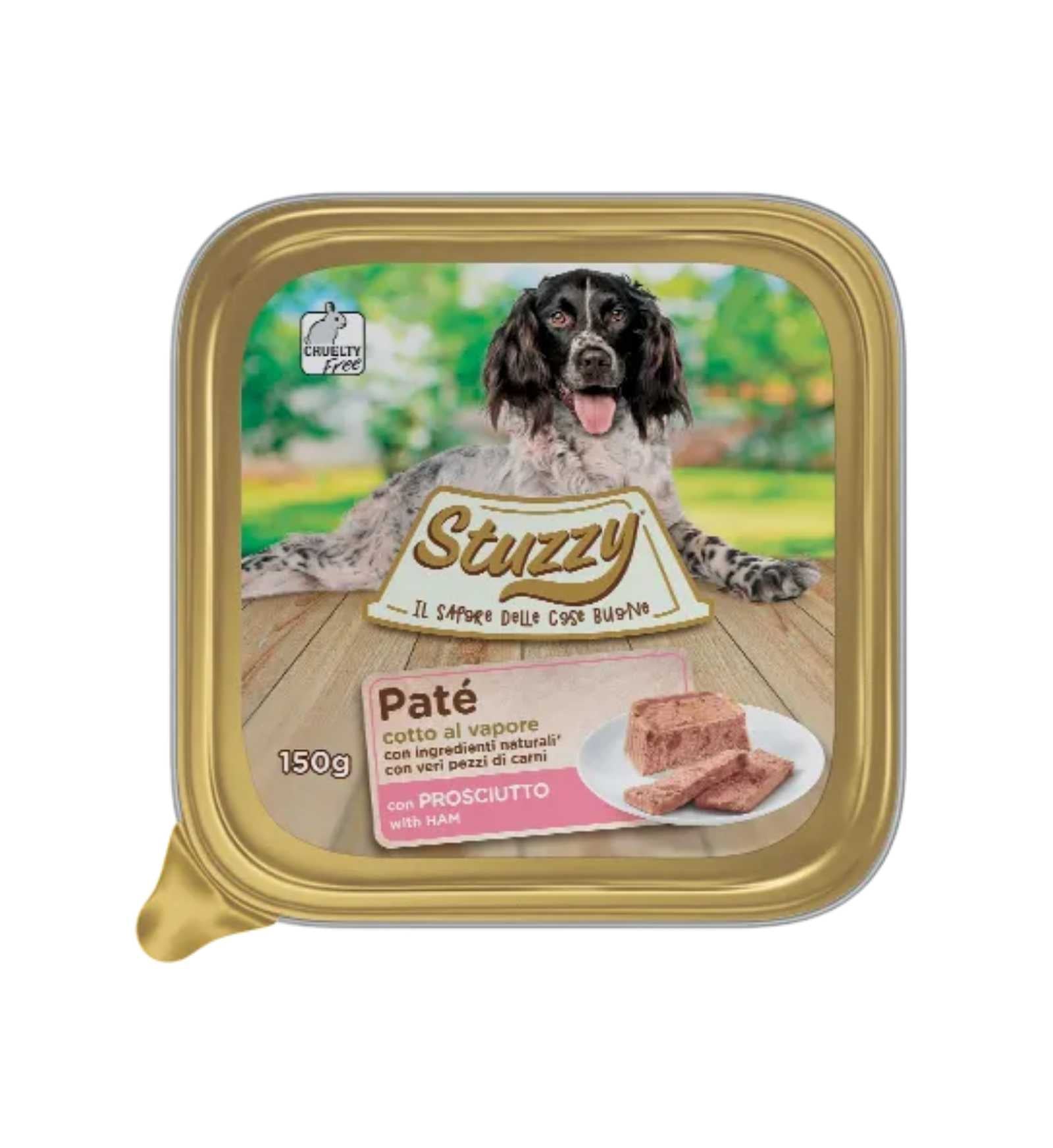 STUZZY CANE CON PROSCIUTTO DA 150 GR IN VASCHETTA