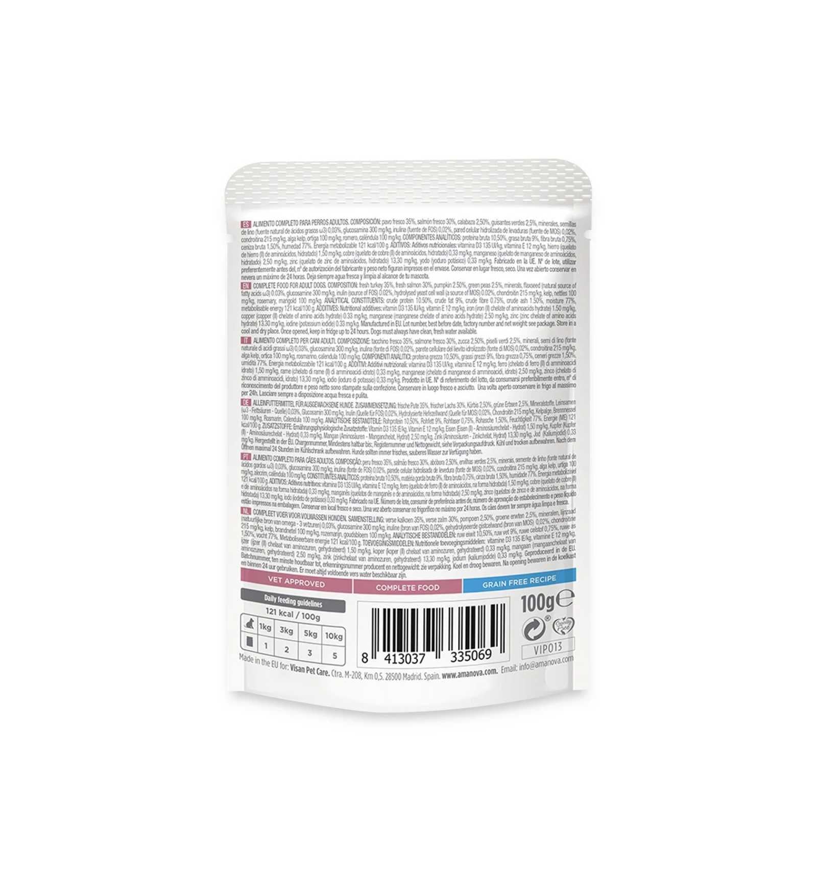 AMANOVA CANE ADULT TASTY SALMONE E TACCHINO P06 DA 100 G IN BUSTA
