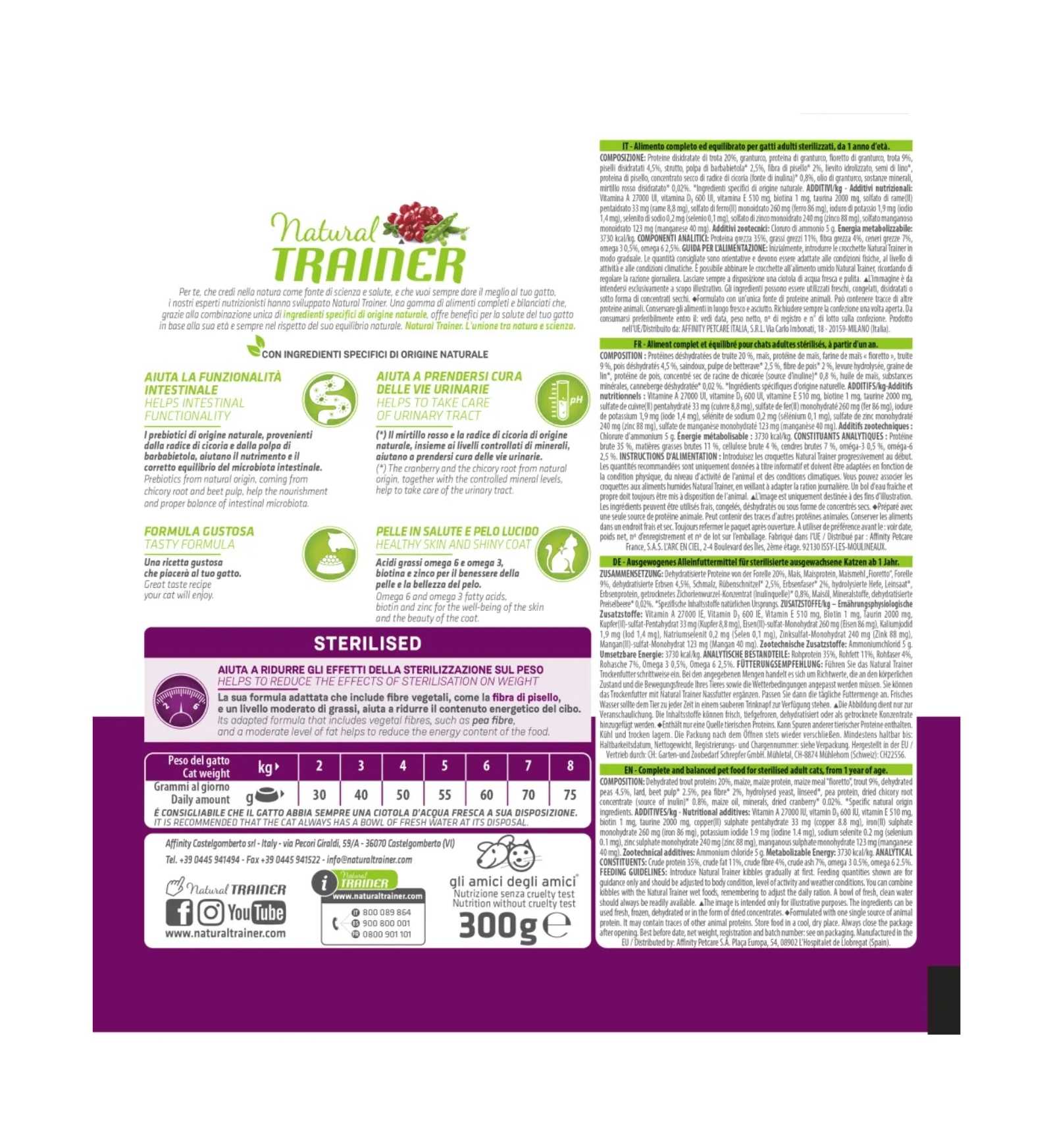 TRAINER GATTO NATURAL ADULT STERILIZZATO CON TROTA DA 300 GR