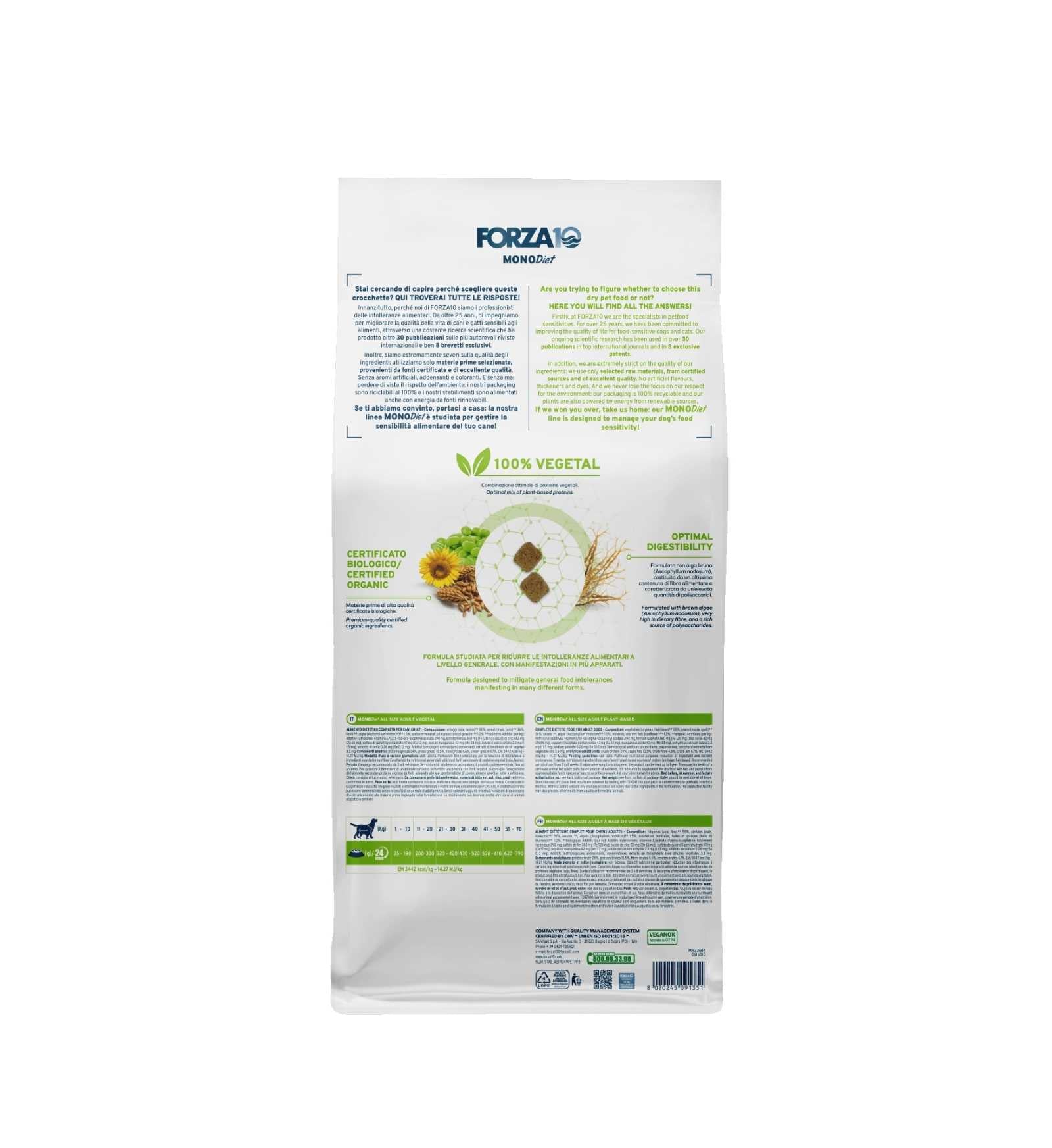 FORZA10 CANE BIO VEGETAL ALL BREED CON ALGHE DA 10 KG