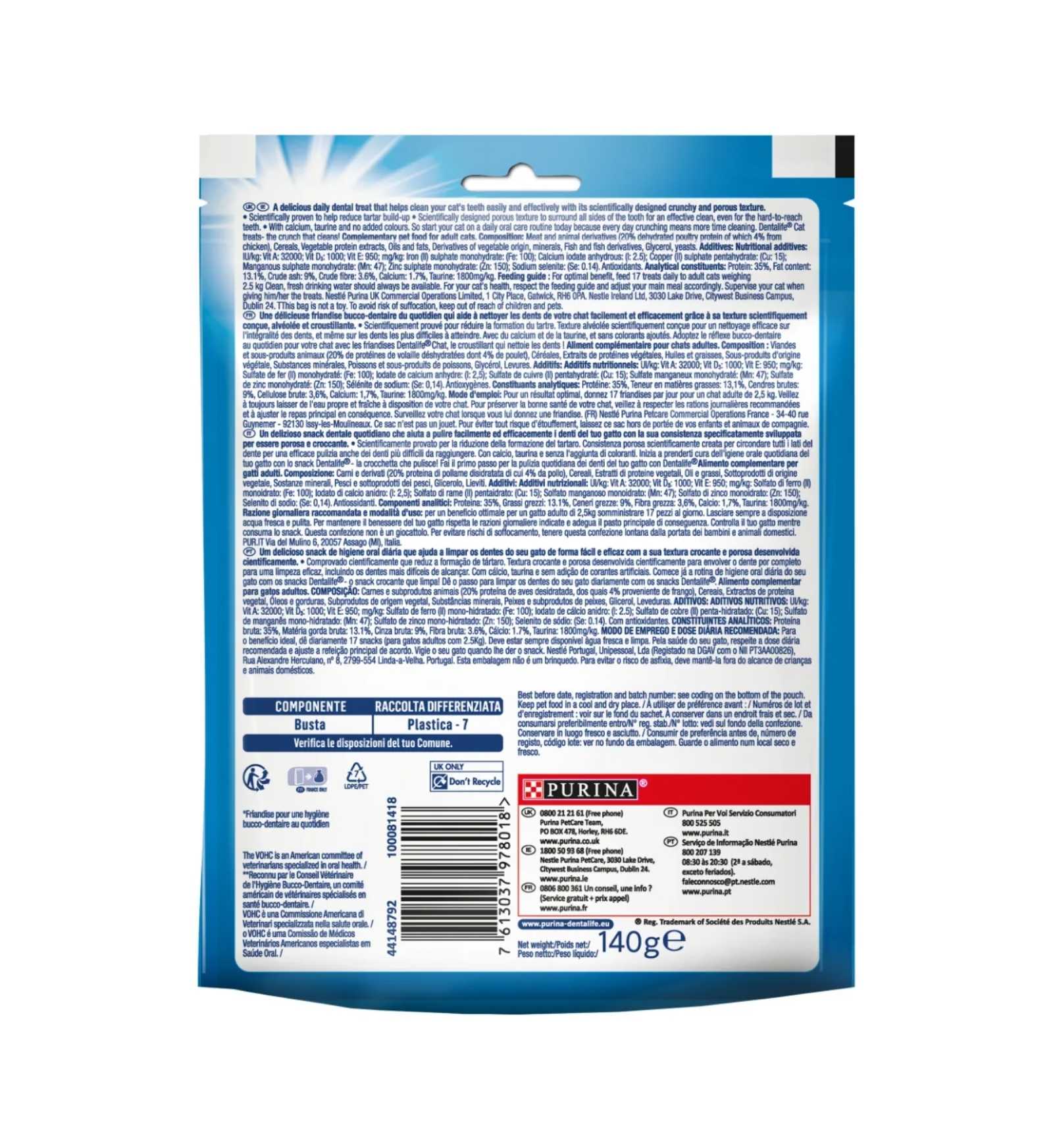 PURINA DENTALIFE SNACK GATTO DAILY ORALCARE POLLO DA 140 GR
